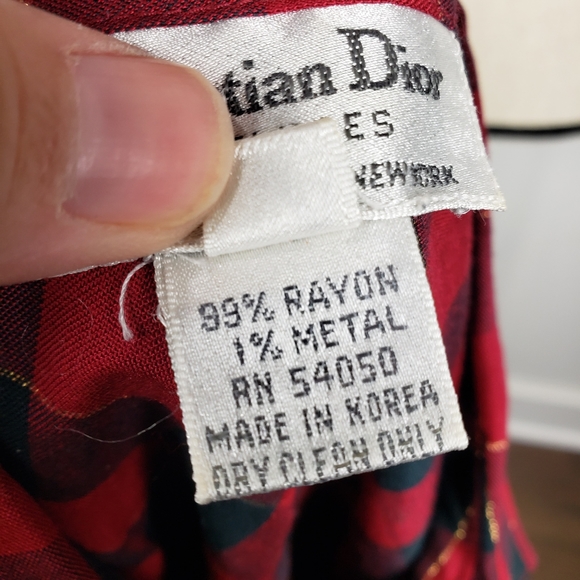 Vintage Christian Dior Buffalo Plaid Button Down 4 - Picture 11 of 11
